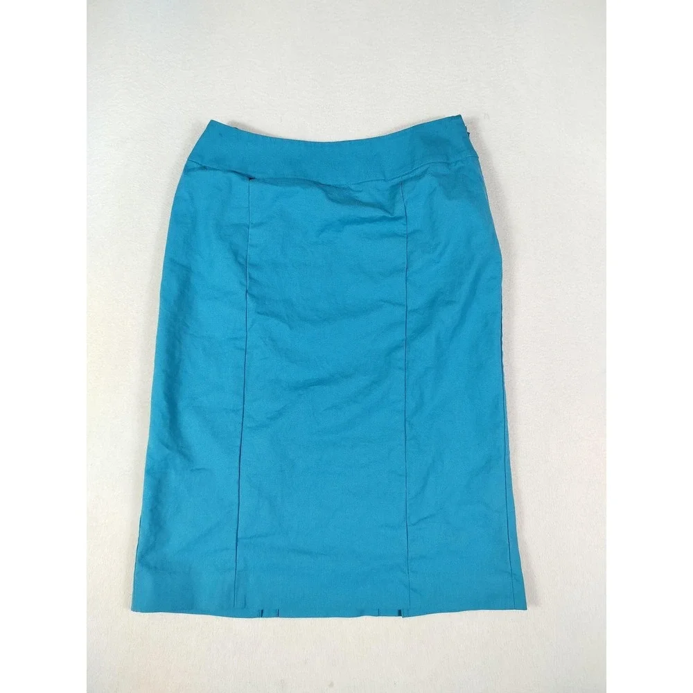 Lafayette 148 New‎ York Skirt Womens 4 Blue Stretch Cotton Pencil Knee Length